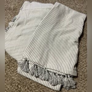 GAP Home Gray/white Striped Tassel Curtain Panels (2 Panels)